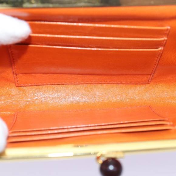 PRADA Gamaguchi Wallet Leather Orange Auth 77705 - Picture 10 of 16